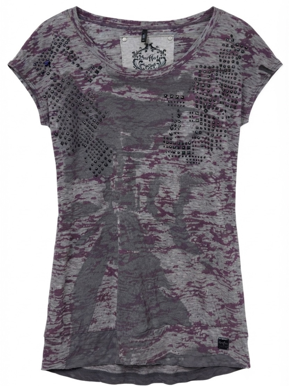 Buffalo David Bitton Gray & Purple Studded Short Sleeve Tee. BIKER INSPIRED🏍️